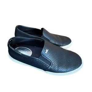 MICHAEL KORS Women's Flat Slip-on City Sneakers Black Leather White Size 7.5